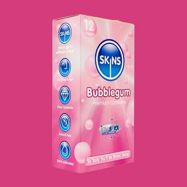 Skins Condoms Blow Me Bubblegum 12 Pack My Amazing Fantasy Vibrators