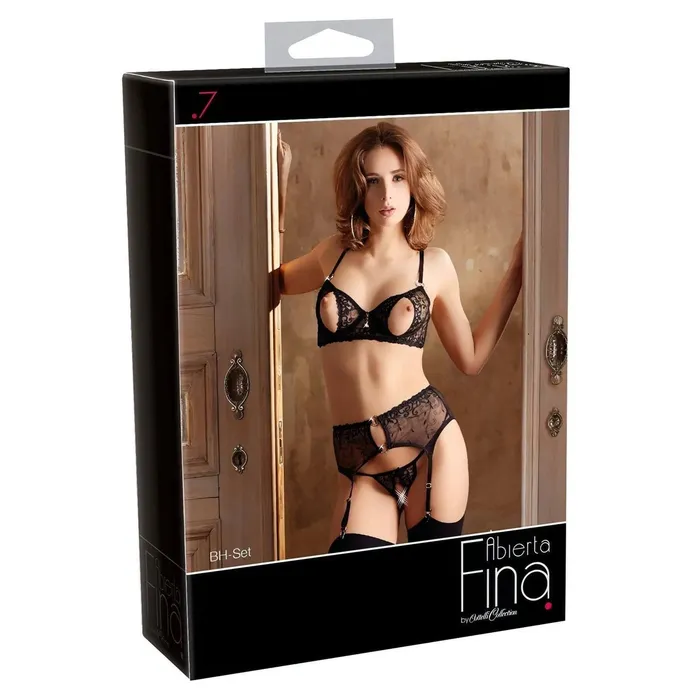 Abierta Fina Female Sex Toys | Completino nero in pizzo 3 pezzi - 80C/M