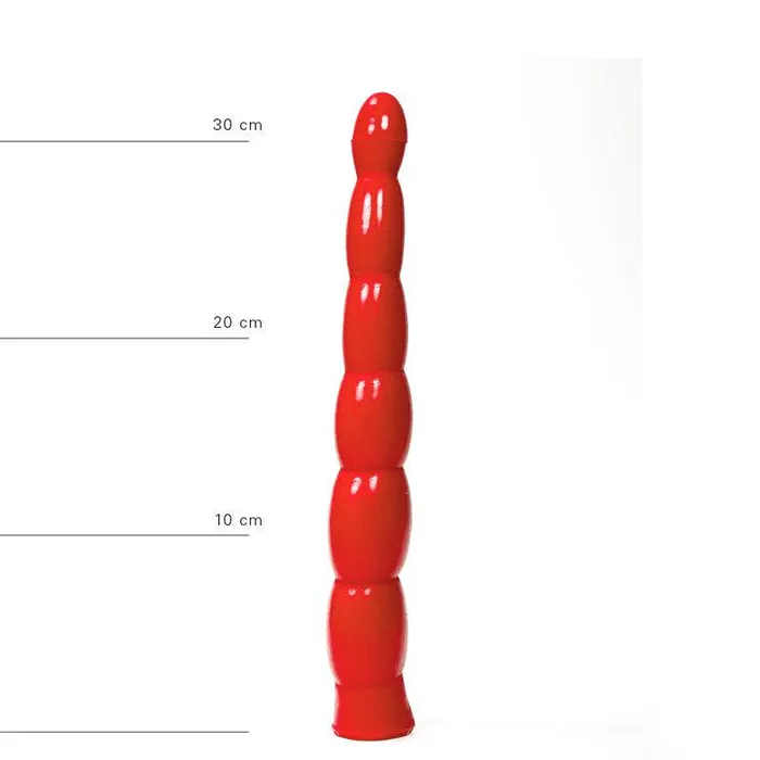 All Black All Red - Geribbelde Anaal Dildo 32 x 4,5 cm - Rood | Dildos