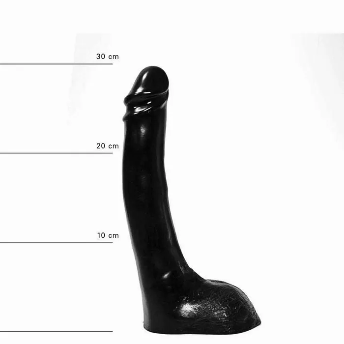 All Black Dildos | All Black - Dildo - Realistische Eikel en Balzak - Lengte 29 cm - Diameter 5 cm