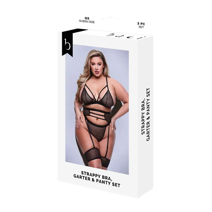 Baci Lingerie Anal Set di Lingerie Baci Lingerie Nero 3 Pezzi