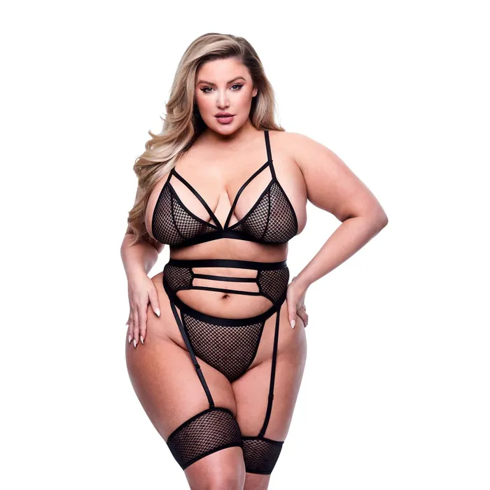 Baci Lingerie Anal | Set di Lingerie Baci Lingerie Nero 3 Pezzi