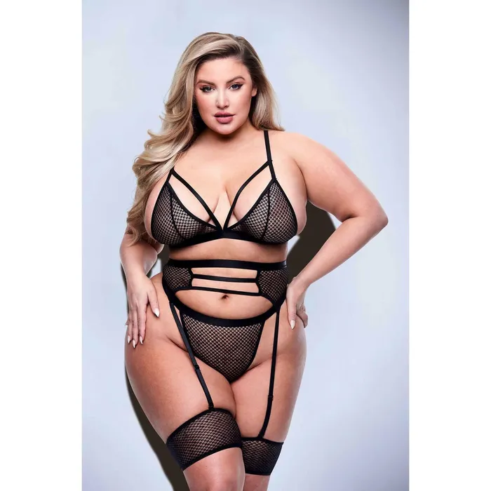 Baci Lingerie Anal | Set di Lingerie Baci Lingerie Nero 3 Pezzi