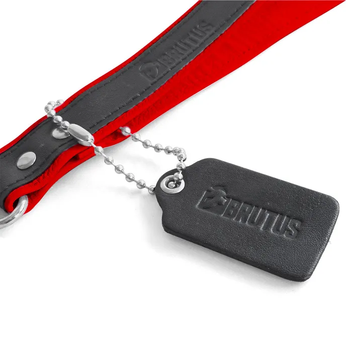 Brutus Couples | Brutus - Korte Lederen Bondage Leash - Zwart/Rood