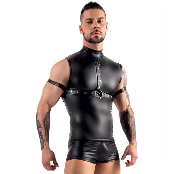 Canotta nera con Harness collo e costrittivo braccia Nero Opaco Taglia M Svenjoyment Female Sex Toys