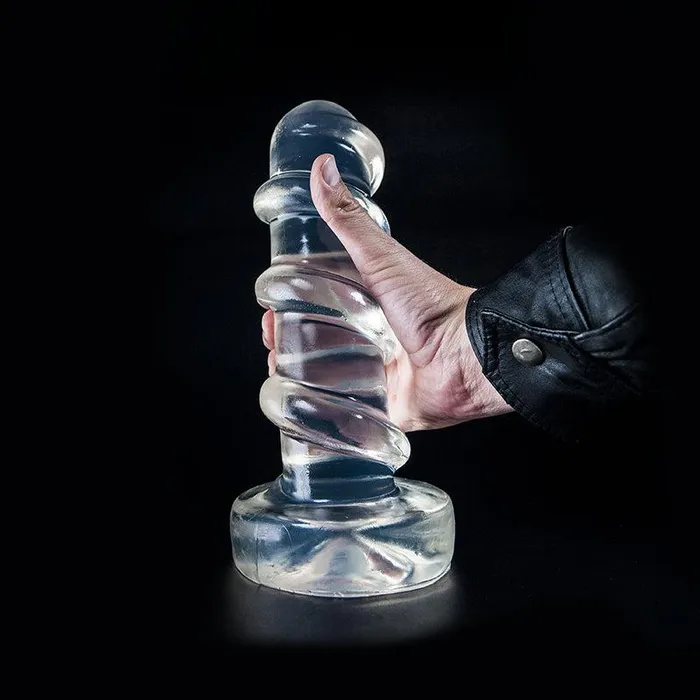 Dark Crystal - Extra Grote Geribbelde Anaal Dildo 27,5 x 7,3 cm - Transparant | Dark Crystal Dildos