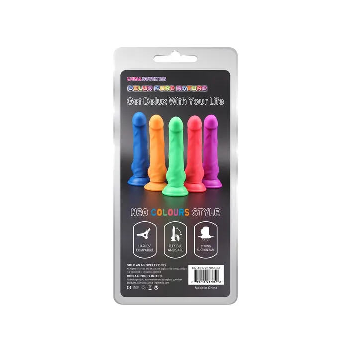 DeLuxe Pure Nature Neo Colours - Siliconen Dildo - 23 x 4.1 cm - Rood | Chisa Female Sex Toys