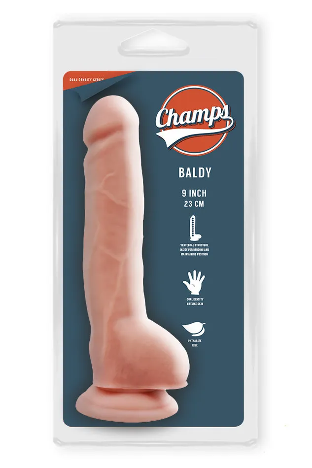 Dildos | Champs - Baldy - Dual Density Dildo - 23 x 4 cm - Lichte Huidskleur - Champs