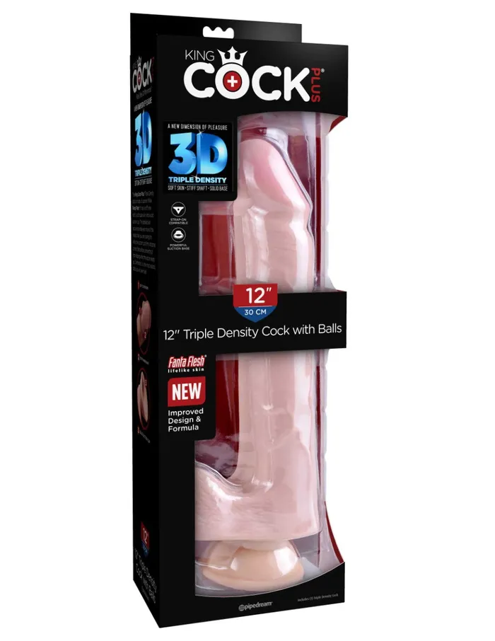 Dildos | Pipedream Pipedream - King Cock - Triple Density Dildo met Balzak - 30,5 cm