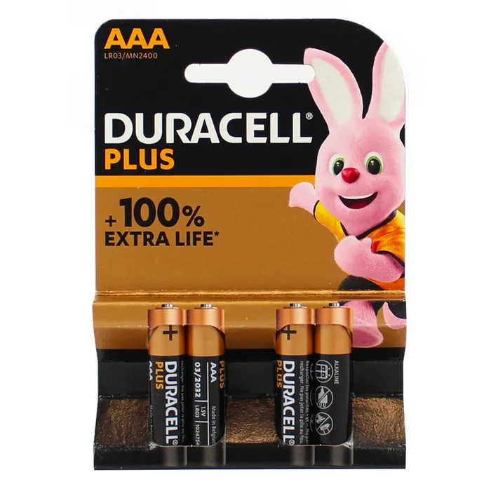 Duracell Duracell Plus AAA Batterie Mini Stilo Alcaline 15V LR06 MN2400 Confezione da 4 pezzi Female Sex Toys