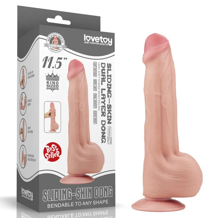 Fallo Super Realistico con Pelle Scorrevole - 11.5'' Rosa Carne | Lovetoy Female Sex Toys