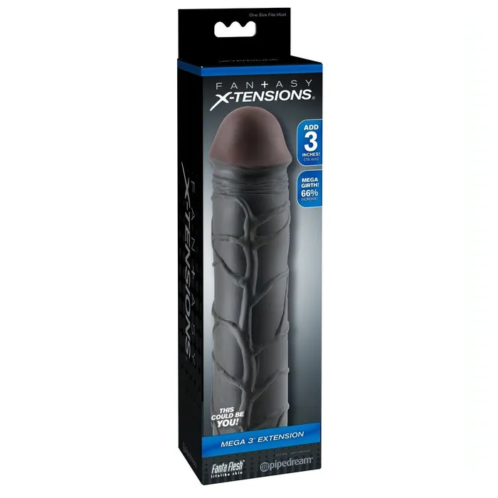 Fantasy X-Tensions Male Sex Toys | 3'' Fantasy X-Tensions Guaina Fallica Realistica 22.8 cm lunga, larga 5 cm - Nero