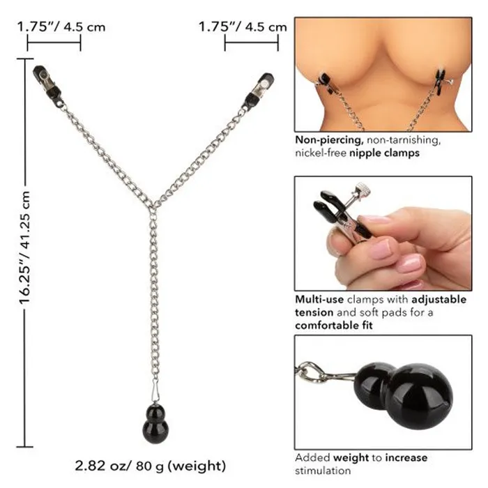 Female Sex Toys | California Exotic Nipple Play Weighted Dual Tier Nipple Clamps