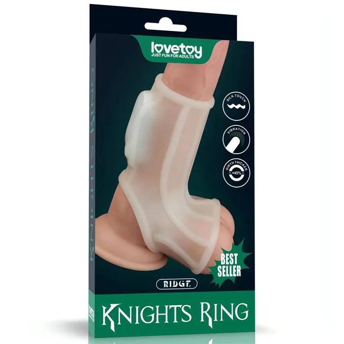 Female Sex Toys | Lovetoy Vibrating Ridge Knights Guaina Fallica Intera Stimolante con Vibrazione- Bianco