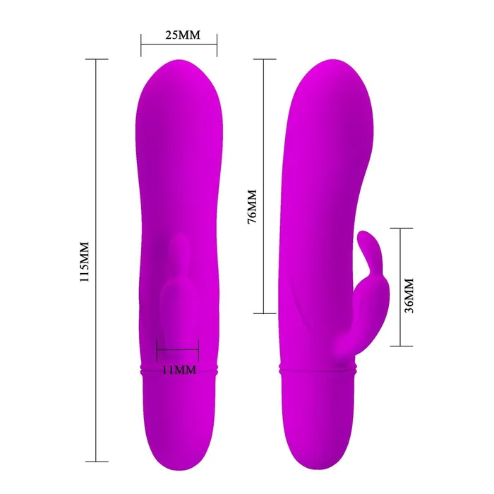 Female Sex Toys | Pretty Love Caesar Mini Vibratore Rabbit in Silicone con potente motore da 10 diversi programmi di vibrazione - Viola