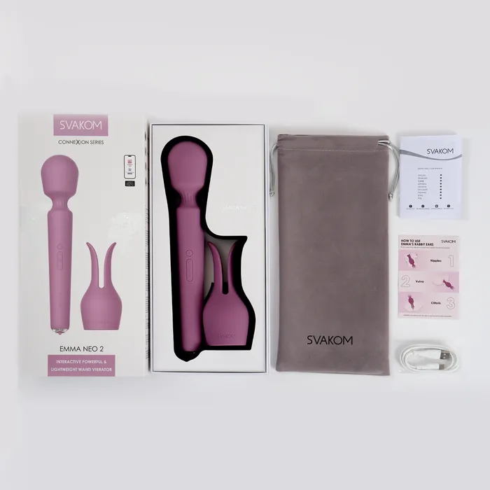 Female Sex Toys | Svakom - Emma Neo 2 - Interactieve en krachtige Wand Massager - Paars - SVAKOM