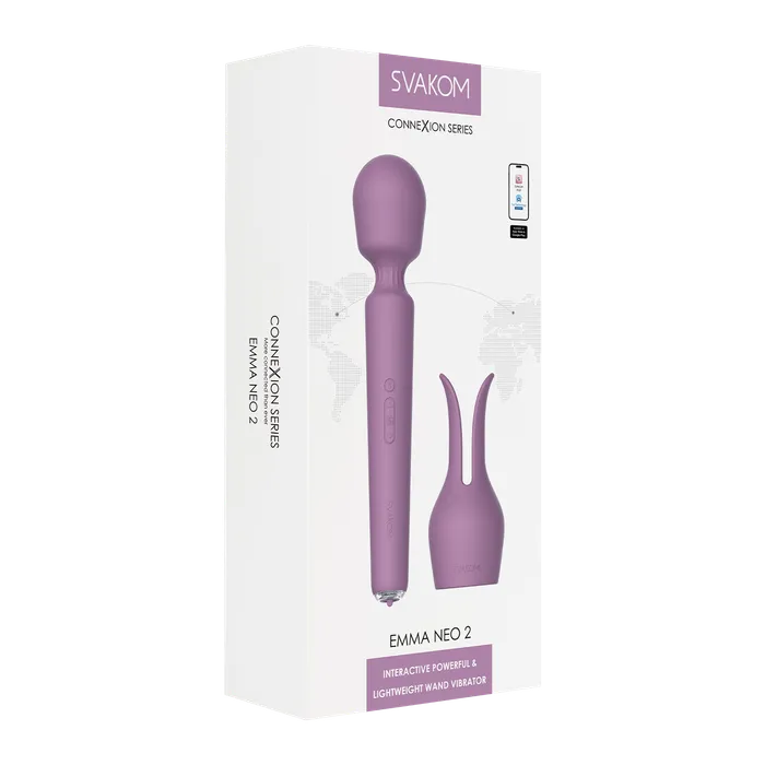 Female Sex Toys | Svakom - Emma Neo 2 - Interactieve en krachtige Wand Massager - Paars - SVAKOM