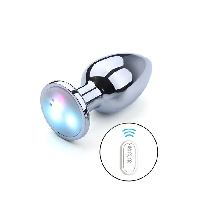 Female Sex Toys | Vibrerende Buttplug met LED lampjes in 3 kleuren - Aluminium - Kiotos