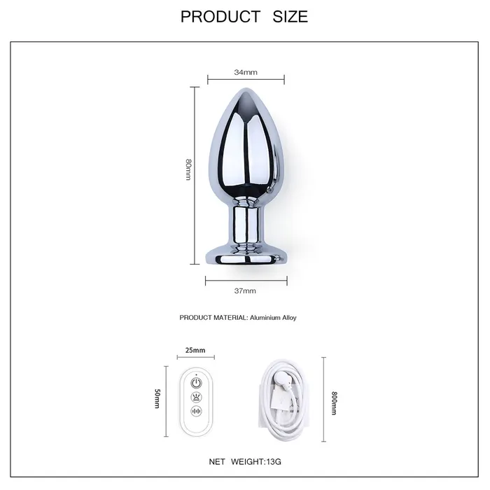 Female Sex Toys | Vibrerende Buttplug met LED lampjes in 3 kleuren - Aluminium - Kiotos