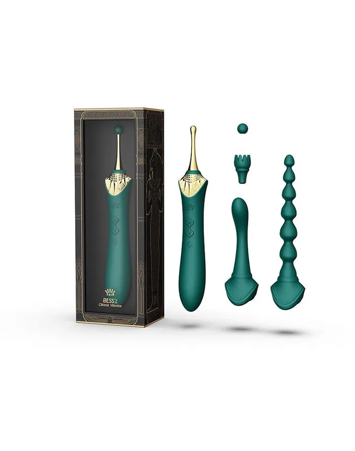 Female Sex Toys | Zalo Zalo - Bess 2 - Verwarmde Pinpoint Clitoris Vibrator- Met Extra opzetstukken - Smaragdgroen