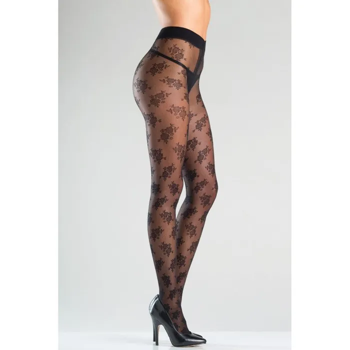 Floral Sheer Tights With Gusset Be Wicked Female Sex Toys