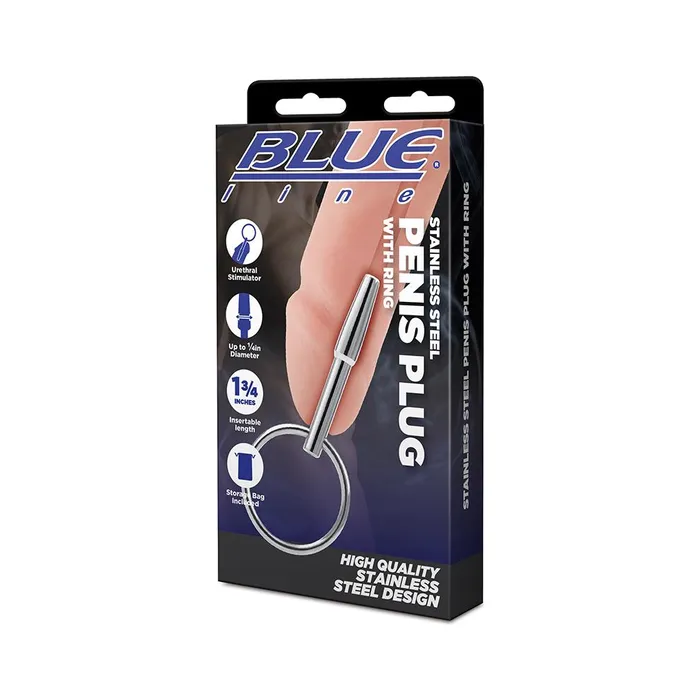 Honeys Toy Male Sex Toys BLUELINE 175 Stainless Steel Penis Plug With Ring