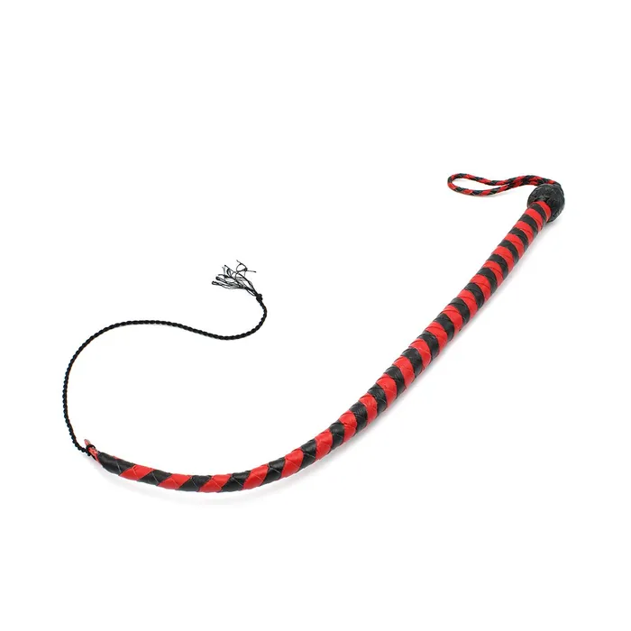 Kiotos Kiotos Leather - Lederen Single Tail Zweep - 60 cm - Zwart/Rood | Male Sex Toys