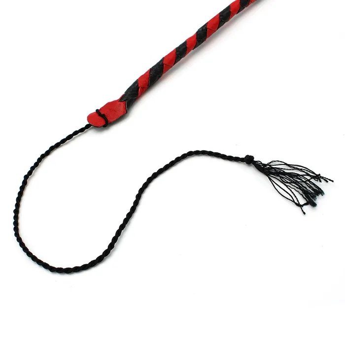 Kiotos Kiotos Leather - Lederen Single Tail Zweep - 60 cm - Zwart/Rood | Male Sex Toys