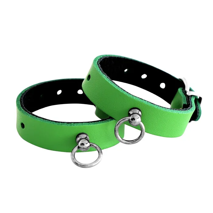 Kiotos Leather Polsboeien Leder met Kleine Oring Groen Kiotos Male Sex Toys