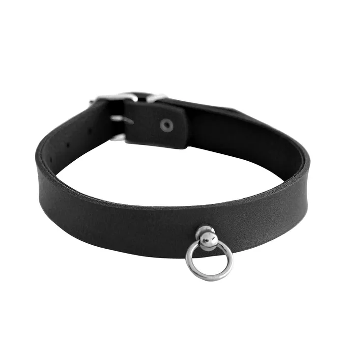 Kiotos Male Sex Toys | Kiotos Leather - Collar met Kleine O-ring - Leder - Zwart