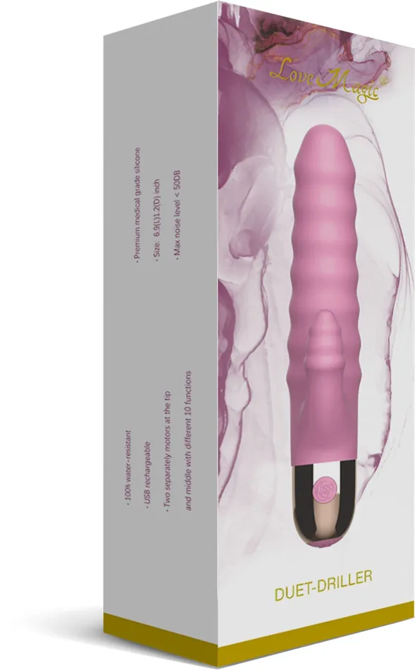 Love Magic - Duet Driller Vibrator - Dubbele motor - Oplaadbaar - 17,5 cm - Roze | Klipon Basics Vibrators