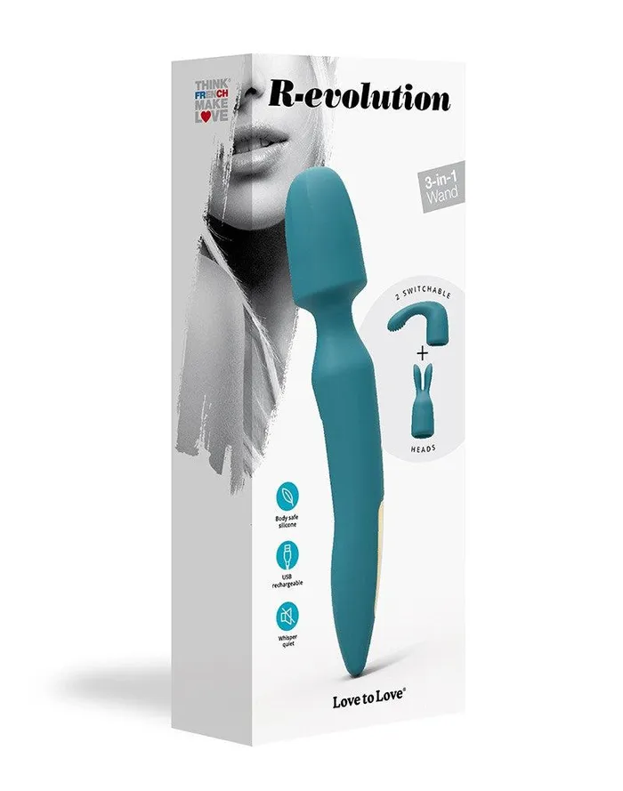 Love to Love Vibrators | Love to Love - R-Evolution Wand Vibrator Set Met 2 verwisselbare opzetstukken - Turquoise