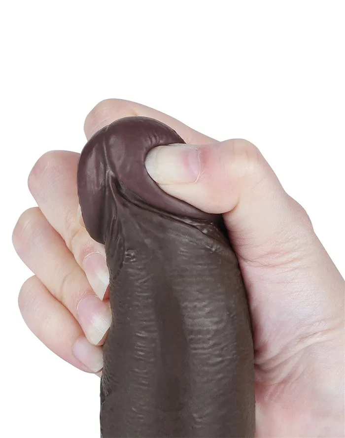 LoveToy - Dildo Met Sliding Skin Technologie - 20 cm x Ø 4 cm - Bruin | Lovetoy Dildos