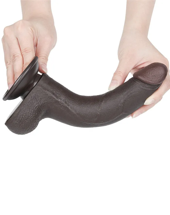 LoveToy - Dildo Met Sliding Skin Technologie - 20 cm x Ø 4 cm - Bruin | Lovetoy Dildos