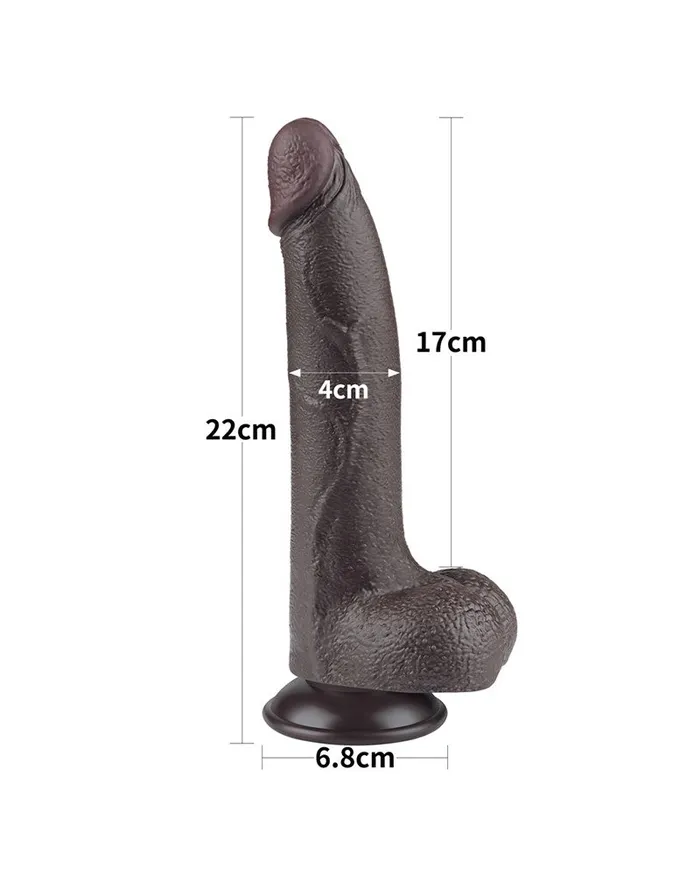 LoveToy - Dildo Met Sliding Skin Technologie - 20 cm x Ø 4 cm - Bruin | Lovetoy Dildos