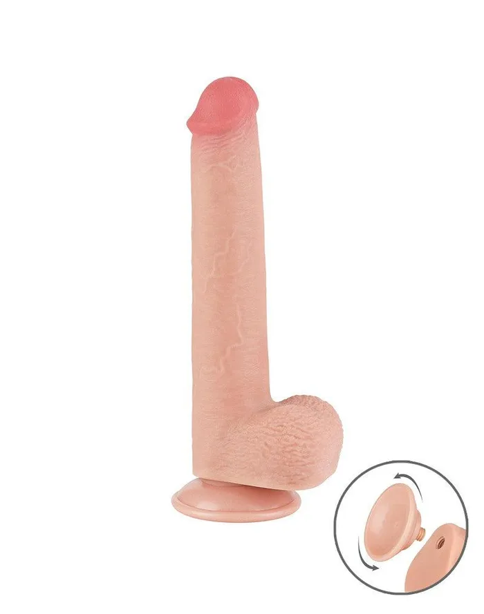 LoveToy Dubbellaags Dildo Glijdende Huid Dildo Lengte 22 cm Diameter 37 cm Lichte Huidskleur Lovetoy Dildos