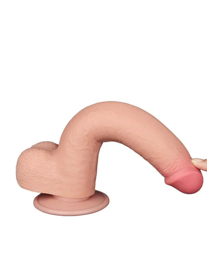 LoveToy - Dubbellaags Dildo - Glijdende Huid Dildo - Lengte 22 cm - Diameter Ø 3.7 cm - Lichte Huidskleur | Lovetoy Dildos