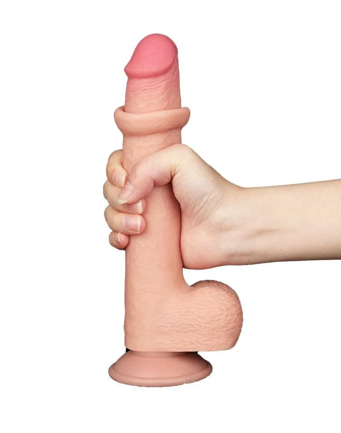 LoveToy - Dubbellaags Dildo - Glijdende Huid Dildo - Lengte 22 cm - Diameter Ø 3.7 cm - Lichte Huidskleur | Lovetoy Dildos