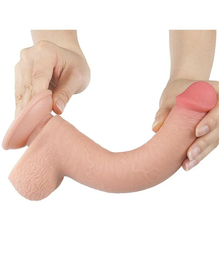 LoveToy - Dubbellaags Dildo - Glijdende Huid Dildo - Lengte 22 cm - Diameter Ø 3.7 cm - Lichte Huidskleur | Lovetoy Dildos