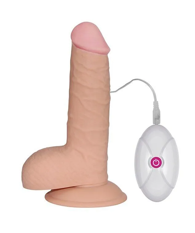 Lovetoy Male Sex Toys | Fallo Realistico con Ventosa 100% Ultra Soft, Vibrazione comandata con telecomando - 7.5'' Rosa Carne