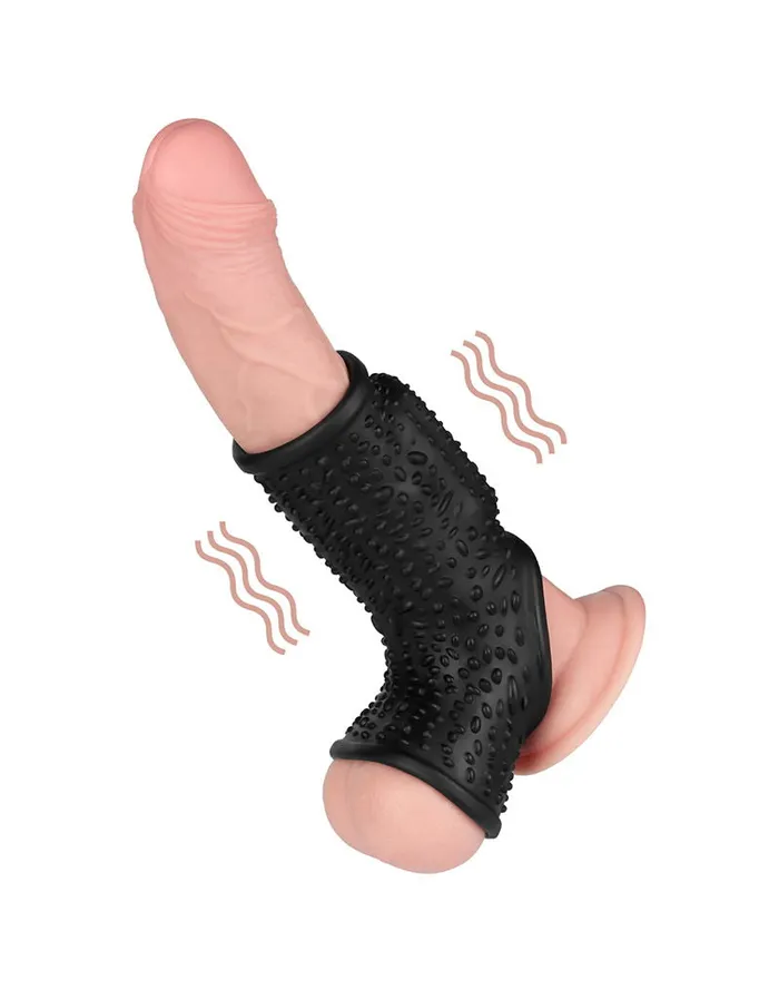 LoveToy Male Sex Toys | LoveToy - Drip Knights Ring - Vibrerende Penis en Scrotum Sleeve - Ø 2,8 cm - Zwart