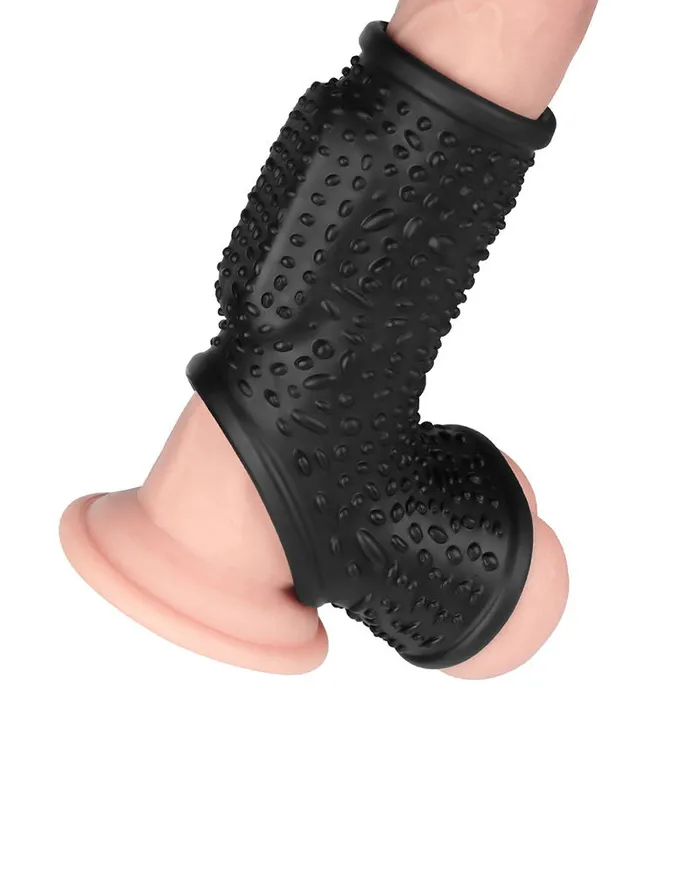 LoveToy Male Sex Toys | LoveToy - Drip Knights Ring - Vibrerende Penis en Scrotum Sleeve - Ø 2,8 cm - Zwart