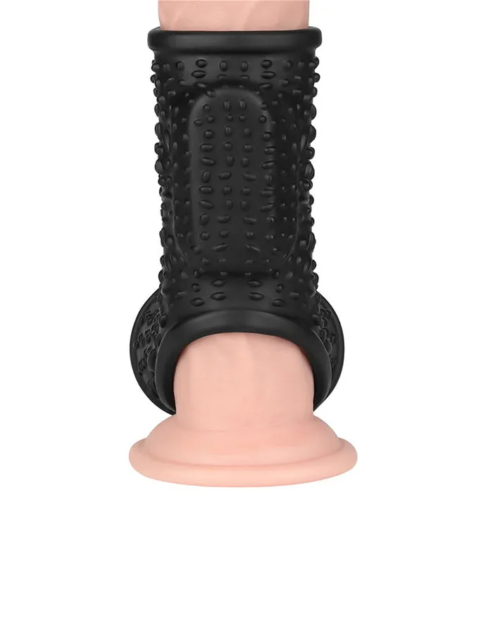 LoveToy Male Sex Toys | LoveToy - Drip Knights Ring - Vibrerende Penis en Scrotum Sleeve - Ø 2,8 cm - Zwart