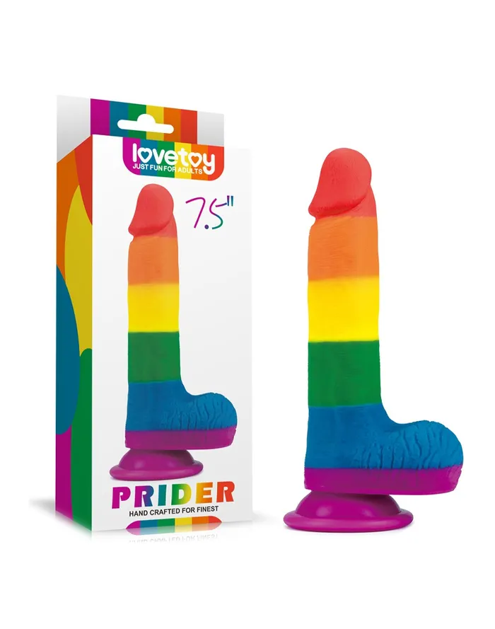 Lovetoy - Rainbow Pride Dildo met Scrotum 19.5 cm | Lovetoy Dildos