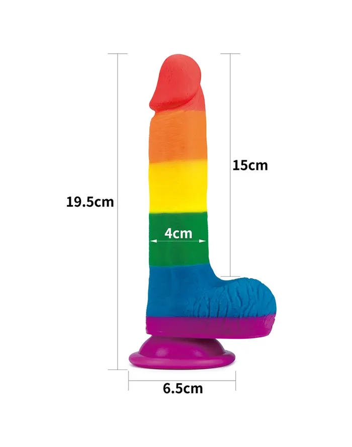 Lovetoy - Rainbow Pride Dildo met Scrotum 19.5 cm | Lovetoy Dildos