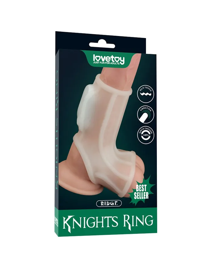 Lovetoy - Vibrerende Rekbare Penis Sleeve - Ridge Knights - Wit | Lovetoy Male Sex Toys