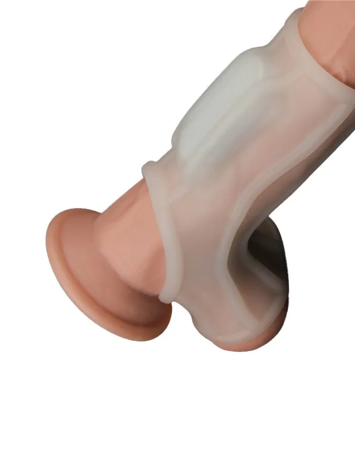 Lovetoy - Vibrerende Rekbare Penis Sleeve - Ridge Knights - Wit | Lovetoy Male Sex Toys