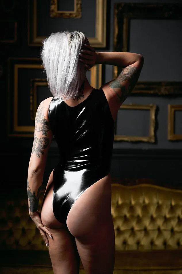 Male Sex Toys | Chez Noir Low Cut Latex Leotard with Open Crotch - Seconds