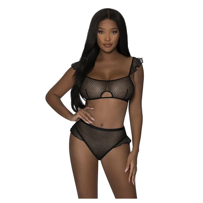 Male Sex Toys | Magic Silk Girl Next Door Flutter Sleeve Keyhole Bralette And Panty Set