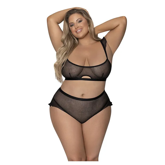 Male Sex Toys | Magic Silk Girl Next Door Flutter Sleeve Keyhole Bralette And Panty Set